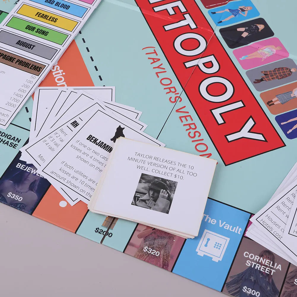Board Game Fun Fans SWIFTOPOLY TS-Swiftie Interactive Board Game Family Games Chessboard for Your Next Party Game Night 
