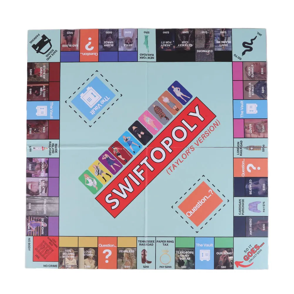 Board Game Fun Fans SWIFTOPOLY TS-Swiftie Interactive Board Game Family Games Chessboard for Your Next Party Game Night 