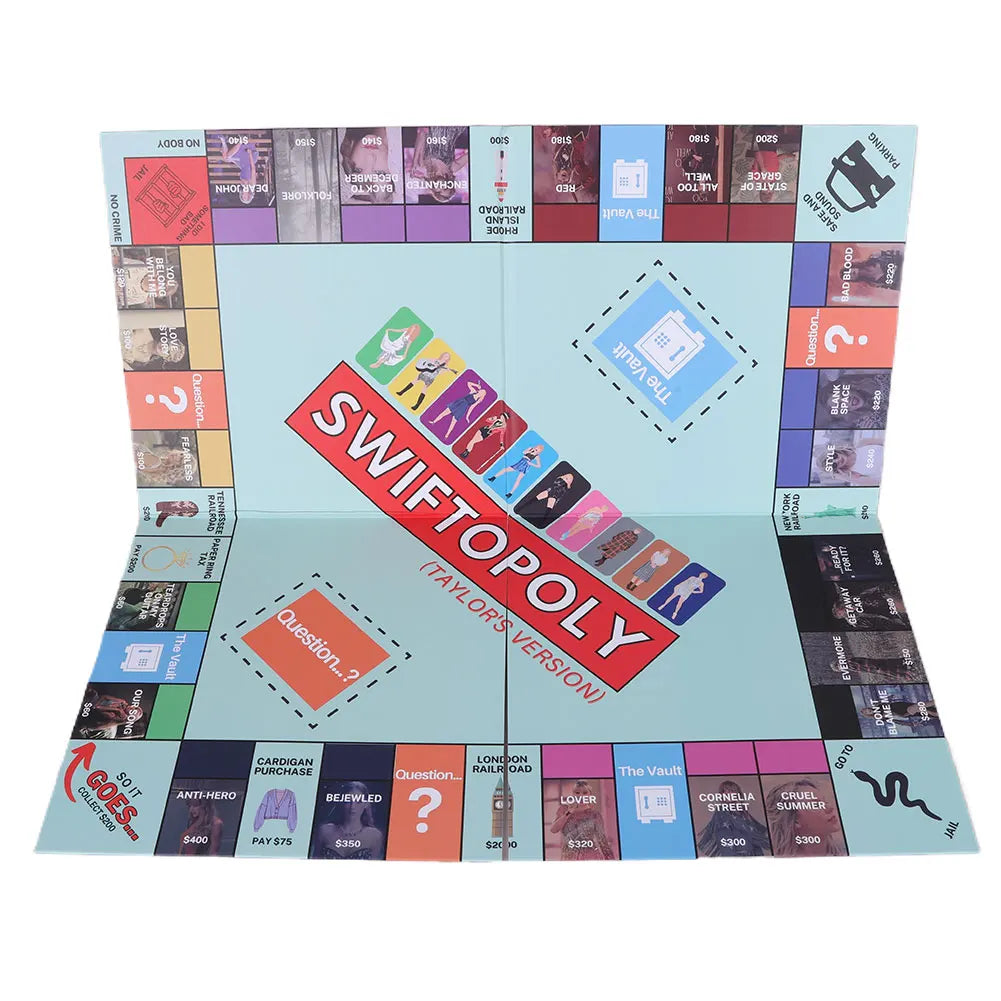 Board Game Fun Fans SWIFTOPOLY TS-Swiftie Interactive Board Game Family Games Chessboard for Your Next Party Game Night 