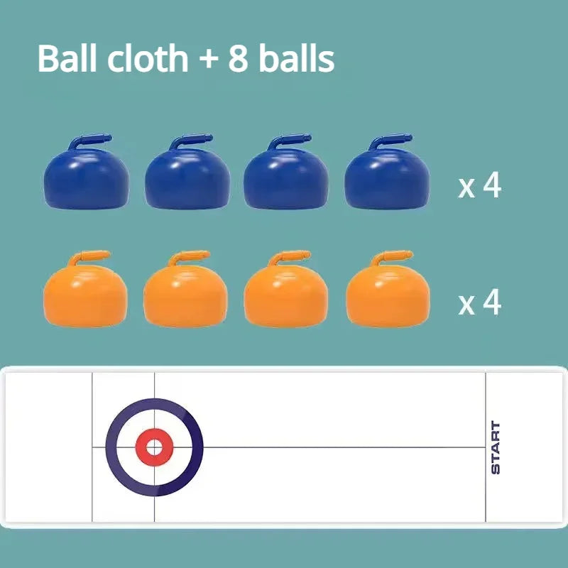 Tabletop Curling Game With 8 Rollers & Shuffleboard Pucks