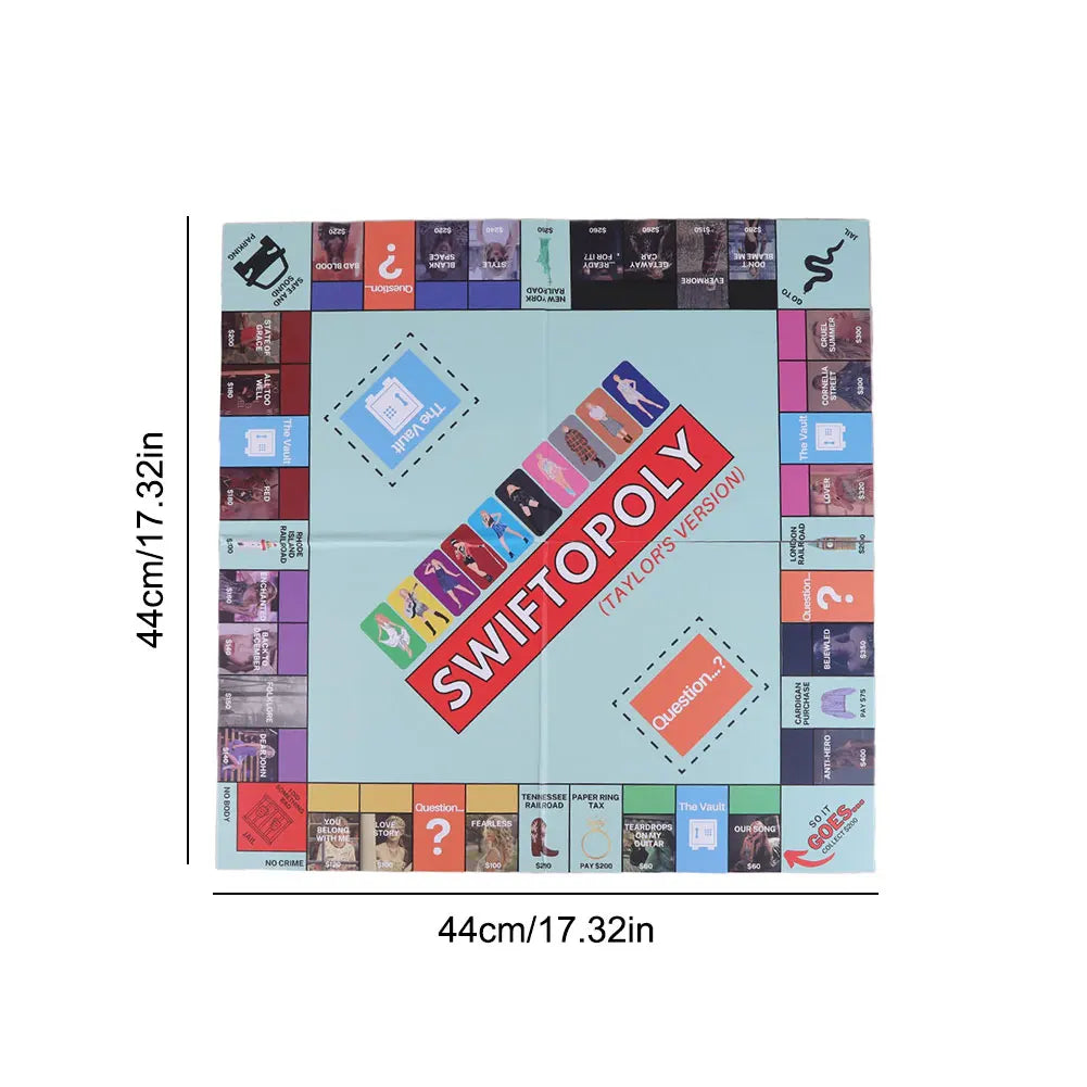 Board Game Fun Fans SWIFTOPOLY TS-Swiftie Interactive Board Game Family Games Chessboard for Your Next Party Game Night 