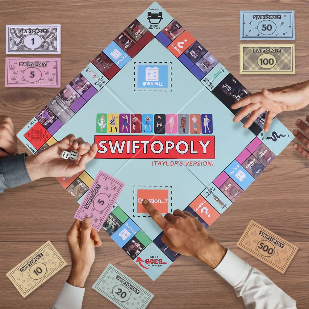 Board Game Fun Fans SWIFTOPOLY TS-Swiftie Interactive Board Game Family Games Chessboard for Your Next Party Game Night 
