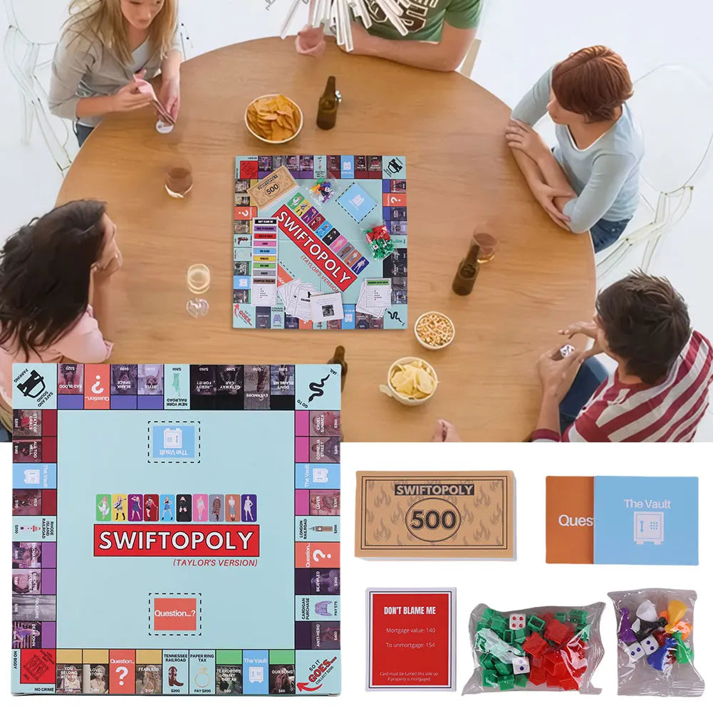Board Game Fun Fans SWIFTOPOLY TS-Swiftie Interactive Board Game Family Games Chessboard for Your Next Party Game Night 
