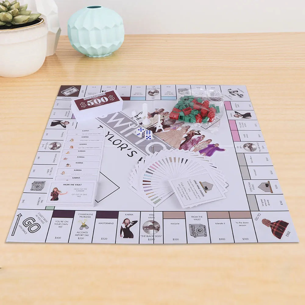 Board Game Fun Fans SWIFTOPOLY TS-Swiftie Interactive Board Game Family Games Chessboard for Your Next Party Game Night 