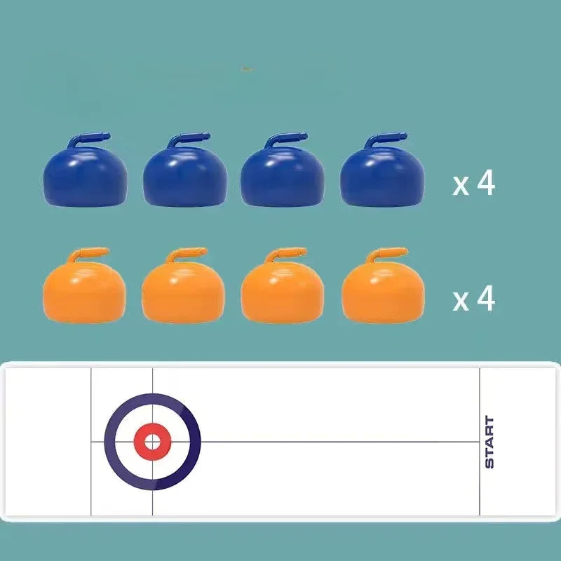 Tabletop Curling Game With 8 Rollers & Shuffleboard Pucks