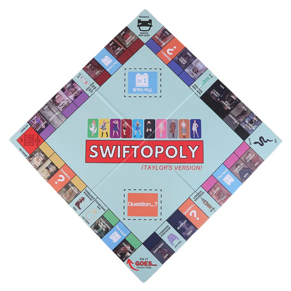 Board Game Fun Fans SWIFTOPOLY TS-Swiftie Interactive Board Game Family Games Chessboard for Your Next Party Game Night 