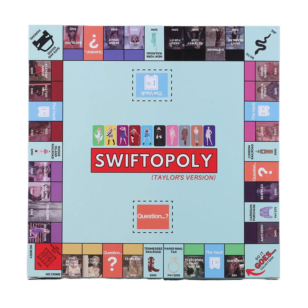 Board Game Fun Fans SWIFTOPOLY TS-Swiftie Interactive Board Game Family Games Chessboard for Your Next Party Game Night 