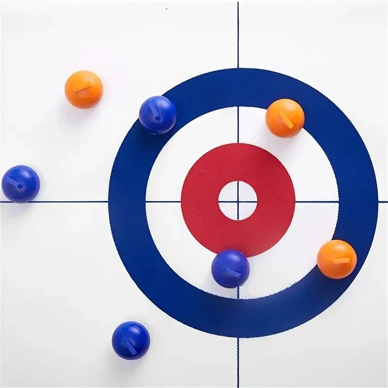 Tabletop Curling Game With 8 Rollers & Shuffleboard Pucks