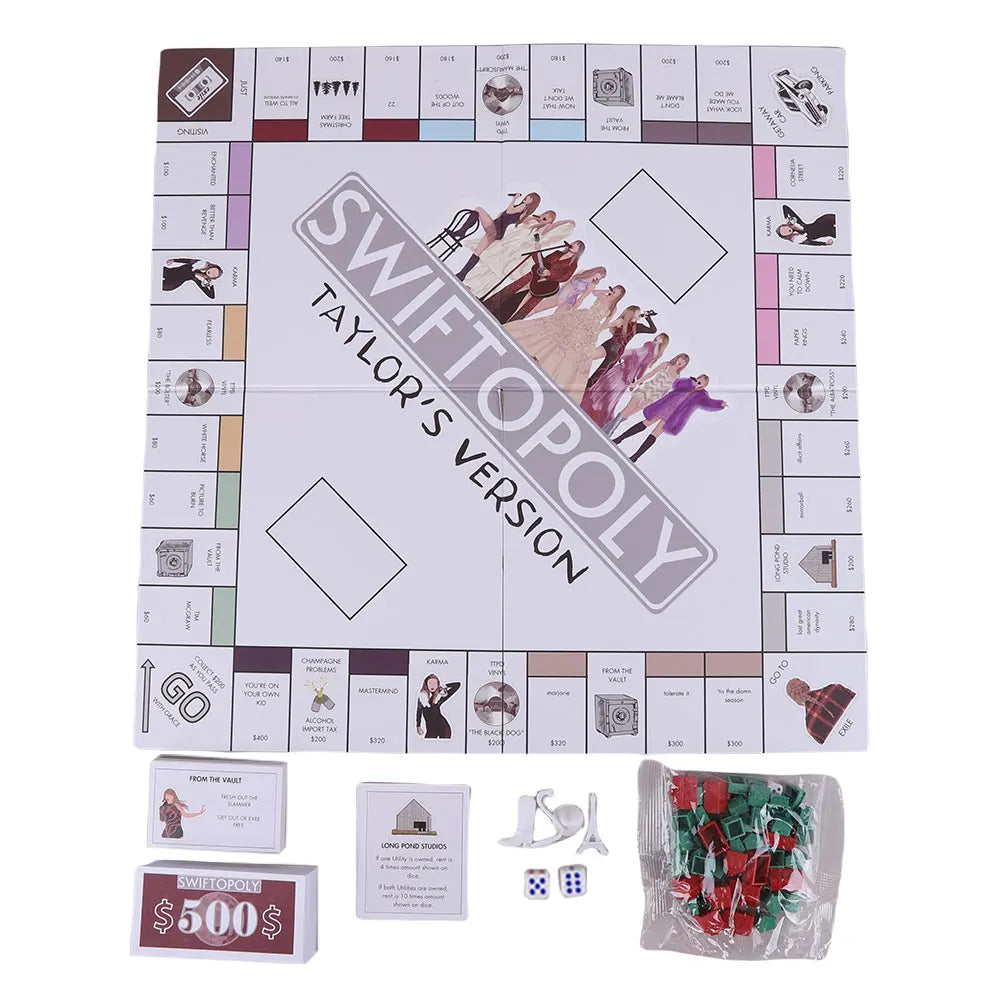 Board Game Fun Fans SWIFTOPOLY TS-Swiftie Interactive Board Game Family Games Chessboard for Your Next Party Game Night ﻿