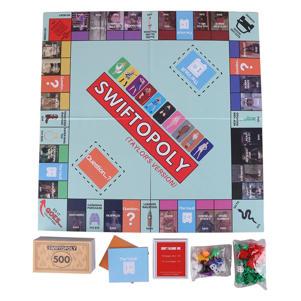 Board Game Fun Fans SWIFTOPOLY TS-Swiftie Interactive Board Game Family Games Chessboard for Your Next Party Game Night ﻿